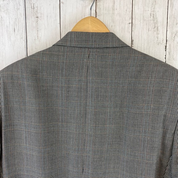 Chaps Ralph Lauren Gray Pin Check Silk Wool 2-Button Blazer Coat Size 40R - Picture 5 of 13